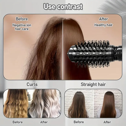 2-in-1 Hot Air Brush, Black, 220V, European Plug, No Battery, 850W, Combo Blow Dryer, Curling Iron & Straightening Tool, Effortless Styling, Quick Drying, Multi-Temperature Settings, Ideal for Home Hair Care - SHOPPING YARD