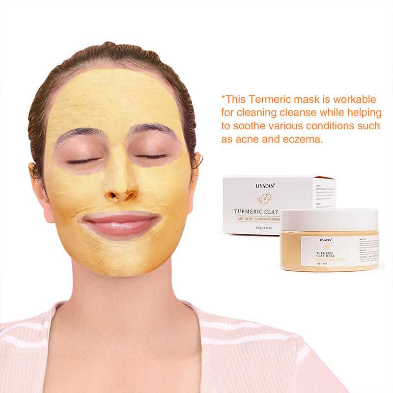 Turmeric Clay Mask Reduce Blackheads Clean Pores Soothe Acne Prone Skin Brightening Deep Cleaning Minimize Pores Skin Care 120g - SHOPPING YARD