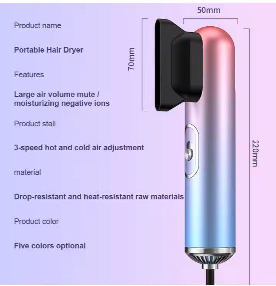 Mini Portable Home Use Travel Hair Dryer High Speed Small Hairdryer Lightweight Professional Ionic Hair Blow Dryer - SHOPPING YARD