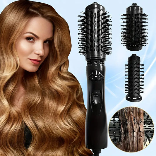 2-in-1 Hot Air Brush, Black, 220V, European Plug, No Battery, 850W, Combo Blow Dryer, Curling Iron & Straightening Tool, Effortless Styling, Quick Drying, Multi-Temperature Settings, Ideal for Home Hair Care - SHOPPING YARD