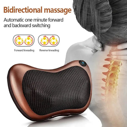 Head Massager Car Home Cervical Shiatsu Massage Neck Back Waist Body Electric Multifunctional Massage Pillow Cushion - SHOPPING YARD