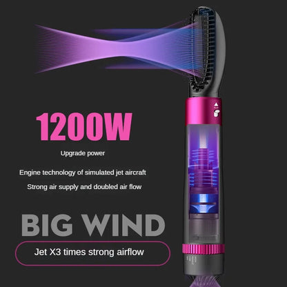 5 in 1 Negative Ion Hot Air Brush Kit Hair Dryer with 5 Detachable Brush Heads for Straightening and Curling Styling. - SHOPPING YARD