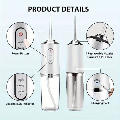 Professional Cordless Oral Irrigator – Portable and Retractable Water Flosser