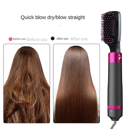 5 in 1 Negative Ion Hot Air Brush Kit Hair Dryer with 5 Detachable Brush Heads for Straightening and Curling Styling. - SHOPPING YARD