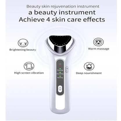 Cold Heat Ultrasonic Multifunctional Portable High Frequency Vibration Ion Beauty Device Anti-Wrinkle Whiten Ionic Face Massager - SHOPPING YARD