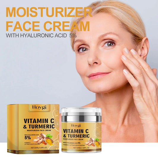 Hoygi Turmeric Cream Moisturizing P-igment Dark Spots Removal Lightening Skin Care Brightening Dullness Vitamin C Face Cream - SHOPPING YARD