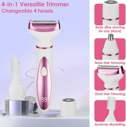 Women Epilators Electric Razor Shaver for Women,4 in 1 Painless Body Trimmer and Facial Hair Remover, Rechargeable Led Display - SHOPPING YARD