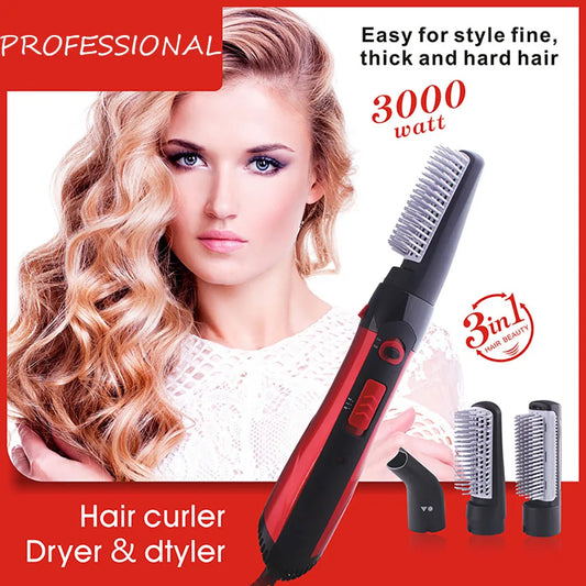 Electric Hair Dryer Comb Straightener 2 Speed Blower Hot Air Brush Anti-ironing 3 in1 Salon Multi-function Curler Styling Tools - SHOPPING YARD