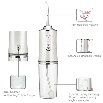 Professional Cordless Oral Irrigator – Portable and Retractable Water Flosser