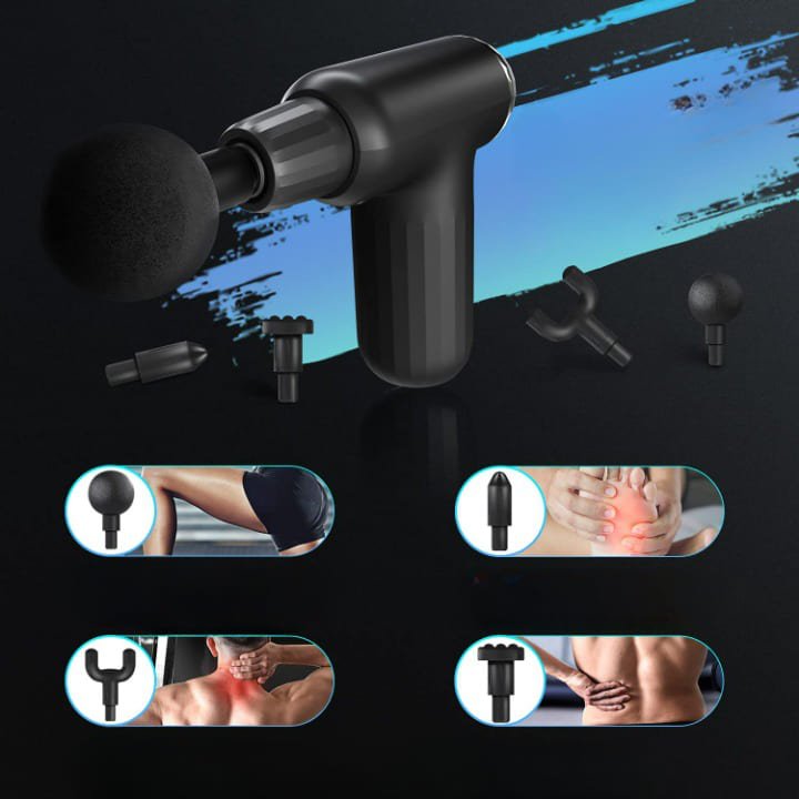 Portable Fascia Body Massager Gun Electric Muscle Massager Comes with 4 Replaceable Heads Great Gift for Both Men And Women - SHOPPING YARD