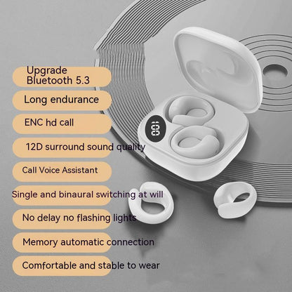 Private LED Digital Display Ear Clip Bluetooth Earphones