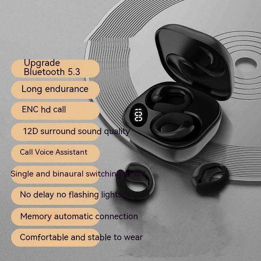 Private LED Digital Display Ear Clip Bluetooth Earphones