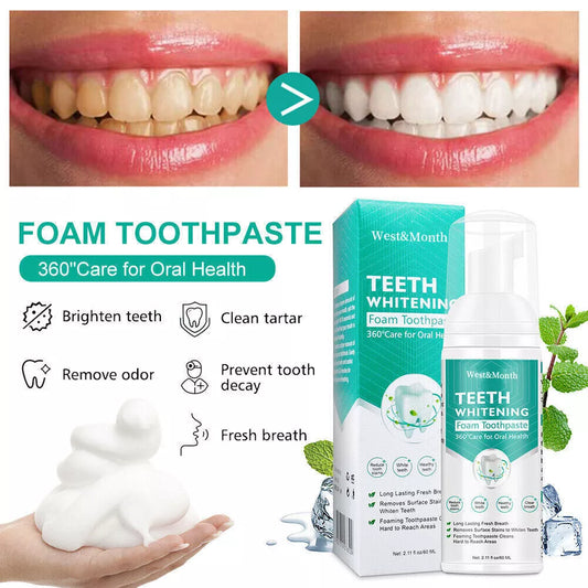 Teeth Whitening Toothpaste Foam Baking Soda Toothpaste Mousse Stains Removal - SHOPPING YARD